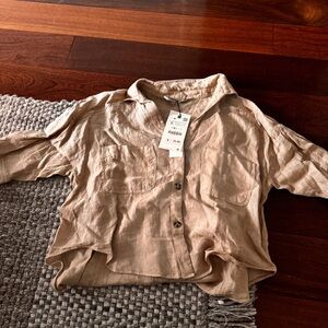 Zara Beige Linen Shirt